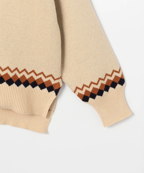 Grand PARK（グランドパーク）の「ノルディック風　ジャガード柄ニット（ニット/セーター・レディース・グレー/クリーム/ネイビー・FREE）」の9枚目の写真