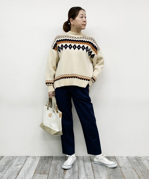 Grand PARK（グランドパーク）の「ノルディック風　ジャガード柄ニット（ニット/セーター・レディース・グレー/クリーム/ネイビー・FREE）」の13枚目の写真