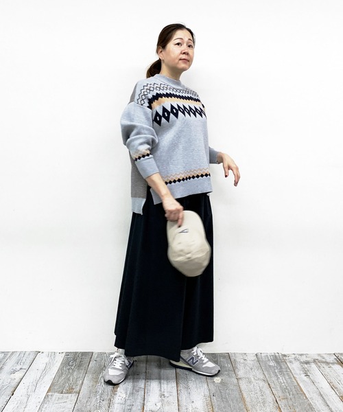 Grand PARK（グランドパーク）の「ノルディック風　ジャガード柄ニット（ニット/セーター・レディース・グレー/クリーム/ネイビー・FREE）」の15枚目の写真