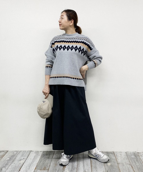 Grand PARK（グランドパーク）の「ノルディック風　ジャガード柄ニット（ニット/セーター・レディース・グレー/クリーム/ネイビー・FREE）」の16枚目の写真
