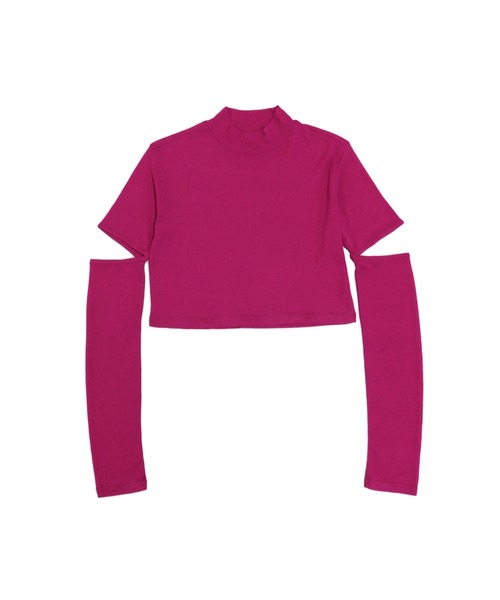 LVEU.（ラブユ.）の「【LVEU.】スリーブカットシアートップス / トップス シアー シースルー カット カットソー クロップド ショート丈 ブラック ピンク ブルー オリジナル ZOZOTOWN限定（Tシャツ/カットソー・レディース・ブルー/ブラック/ピンク・FREE）」の10枚目の写真