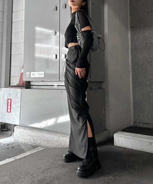 LVEU.（ラブユ.）の「【LVEU.】スリーブカットシアートップス / トップス シアー シースルー カット カットソー クロップド ショート丈 ブラック ピンク ブルー オリジナル ZOZOTOWN限定（Tシャツ/カットソー・レディース・ブルー/ブラック/ピンク・FREE）」の20枚目の写真