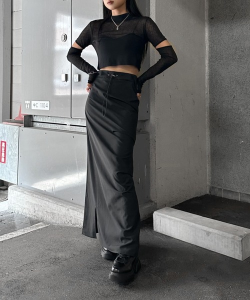 LVEU.（ラブユ.）の「【LVEU.】スリーブカットシアートップス / トップス シアー シースルー カット カットソー クロップド ショート丈 ブラック ピンク ブルー オリジナル ZOZOTOWN限定（Tシャツ/カットソー・レディース・ブルー/ブラック/ピンク・FREE）」の12枚目の写真