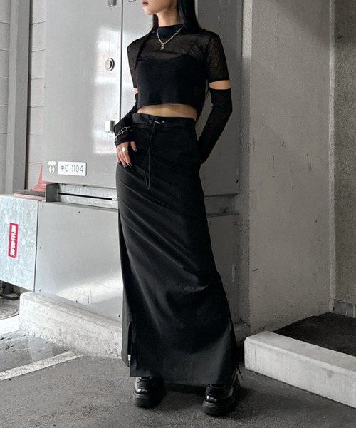 LVEU.（ラブユ.）の「【LVEU.】スリーブカットシアートップス / トップス シアー シースルー カット カットソー クロップド ショート丈 ブラック ピンク ブルー オリジナル ZOZOTOWN限定（Tシャツ/カットソー・レディース・ブルー/ブラック/ピンク・FREE）」の13枚目の写真