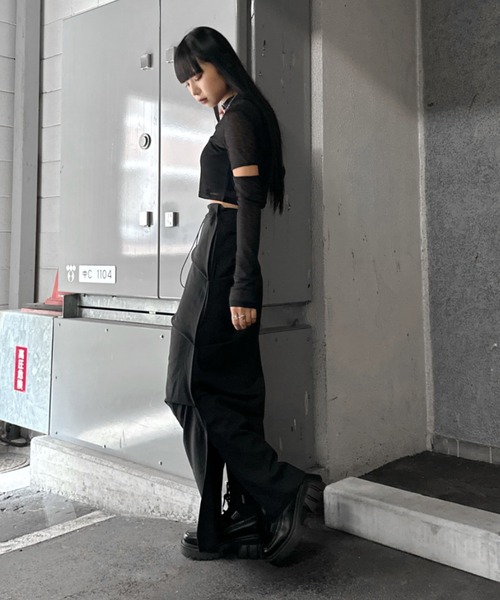 LVEU.（ラブユ.）の「【LVEU.】スリーブカットシアートップス / トップス シアー シースルー カット カットソー クロップド ショート丈 ブラック ピンク ブルー オリジナル ZOZOTOWN限定（Tシャツ/カットソー・レディース・ブルー/ブラック/ピンク・FREE）」の14枚目の写真