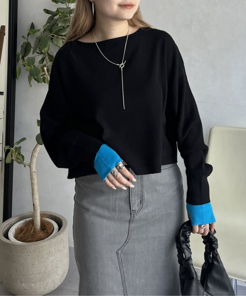 【美品】フォクシー ニットセーターTwinkle ボートネック 黒ビジュー袖 美品】フォクシー ニットセーターTwinkle ボートネック 黒ビジュー袖