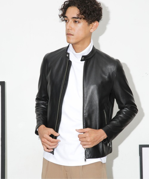 NANO UNIVERSE シングルラムレザーライダースジャケット　L NANO universe（ナノユニバース）の「ラムレザーシングル