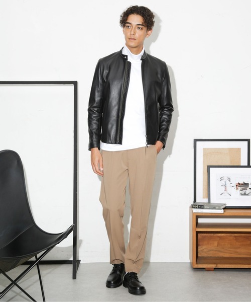 【極美品】NANO UNIVERSE ラムレザーシングルライダースジャケット M nano universe ナノユニバース シングルライダース