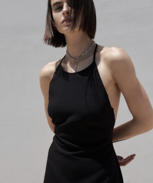 ワンピース tope cross strap dress Cross Neck Jacquard Dress｜結婚式やお呼ばれに｜ジャガード