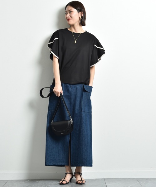 INTERPLANET（インタープラネット）の「デニムビッグポケットハイウエストスカート（デニムスカート・レディース・ブルー/インディゴブルー・FREE）」の9枚目の写真