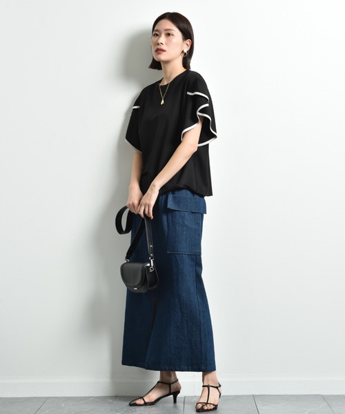 INTERPLANET（インタープラネット）の「デニムビッグポケットハイウエストスカート（デニムスカート・レディース・ブルー/インディゴブルー・FREE）」の10枚目の写真