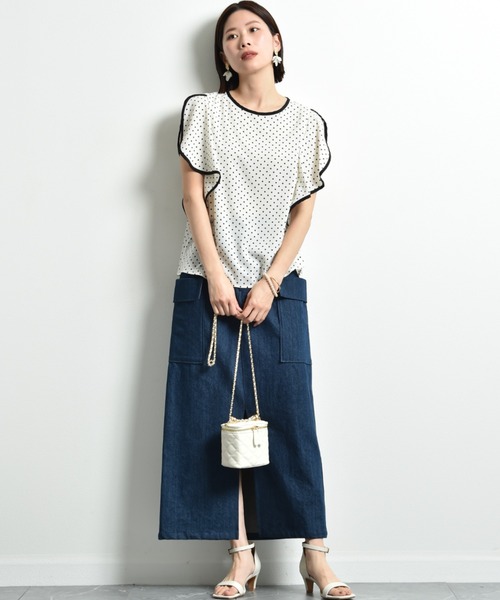 INTERPLANET（インタープラネット）の「デニムビッグポケットハイウエストスカート（デニムスカート・レディース・ブルー/インディゴブルー・FREE）」の8枚目の写真