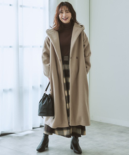 nissen（ニッセン）の「バックタックフーデットコート（その他アウター・レディース・サックスブルー/ベージュ/ブラック・M/LL/L/S）」の2枚目の写真