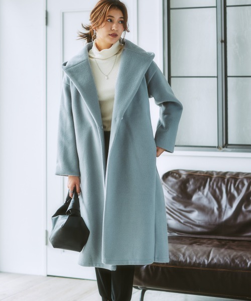 nissen（ニッセン）の「バックタックフーデットコート（その他アウター・レディース・サックスブルー/ベージュ/ブラック・M/LL/L/S）」の3枚目の写真