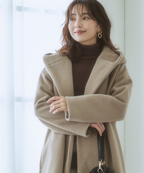 nissen（ニッセン）の「バックタックフーデットコート（その他アウター・レディース・サックスブルー/ベージュ/ブラック・M/LL/L/S）」の5枚目の写真