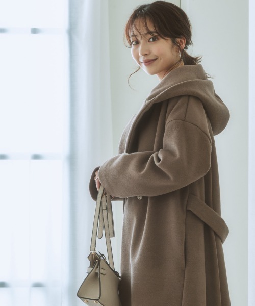 nissen（ニッセン）の「バックタックフーデットコート（その他アウター・レディース・サックスブルー/ベージュ/ブラック・M/LL/L/S）」の11枚目の写真