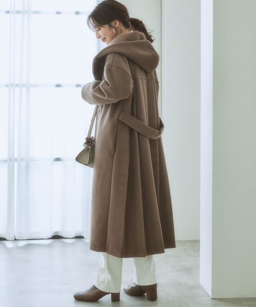 nissen（ニッセン）の「バックタックフーデットコート（その他アウター・レディース・サックスブルー/ベージュ/ブラック・M/LL/L/S）」の12枚目の写真