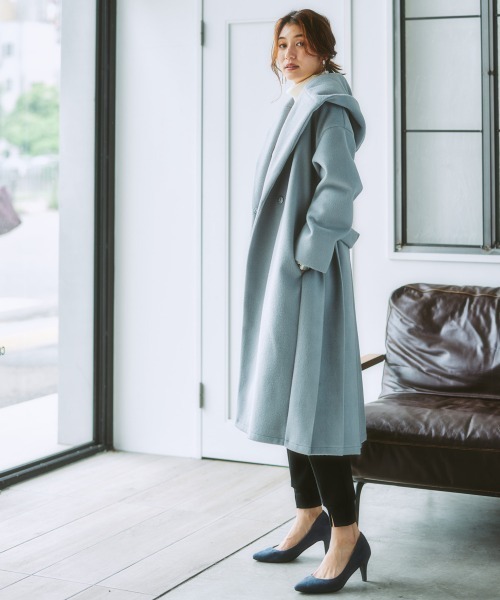 nissen（ニッセン）の「バックタックフーデットコート（その他アウター・レディース・サックスブルー/ベージュ/ブラック・M/LL/L/S）」の13枚目の写真