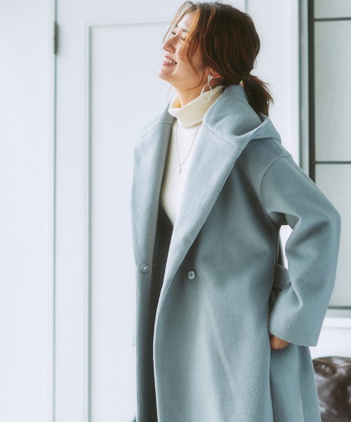 nissen（ニッセン）の「バックタックフーデットコート（その他アウター・レディース・サックスブルー/ベージュ/ブラック・M/LL/L/S）」の14枚目の写真