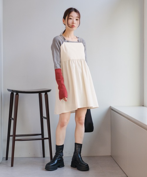 Kastane(カスタネ)の「ジャガードミニキャミワンピース(ワンピース・レディース・アイボリー/ブラック・FREE)」の7枚目の写真