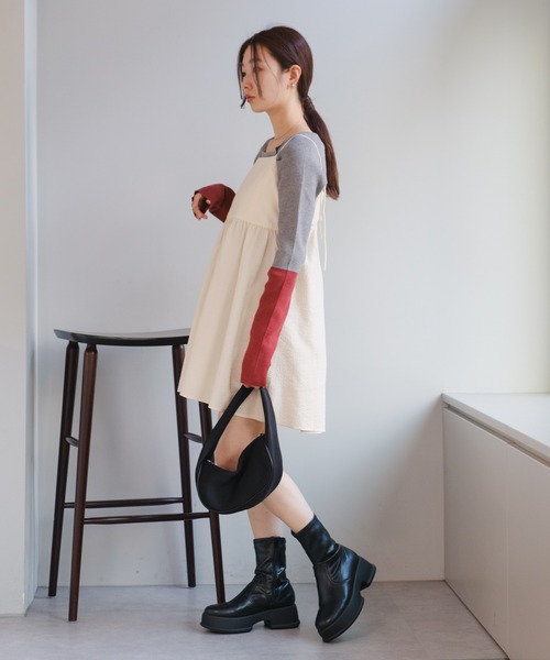 Kastane(カスタネ)の「ジャガードミニキャミワンピース(ワンピース・レディース・アイボリー/ブラック・FREE)」の8枚目の写真