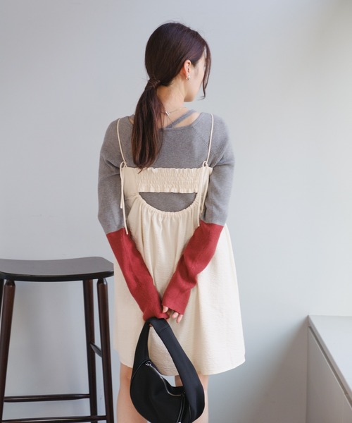 Kastane(カスタネ)の「ジャガードミニキャミワンピース(ワンピース・レディース・アイボリー/ブラック・FREE)」の6枚目の写真