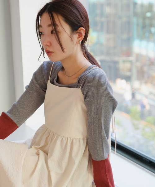 Kastane(カスタネ)の「ジャガードミニキャミワンピース(ワンピース・レディース・アイボリー/ブラック・FREE)」の4枚目の写真