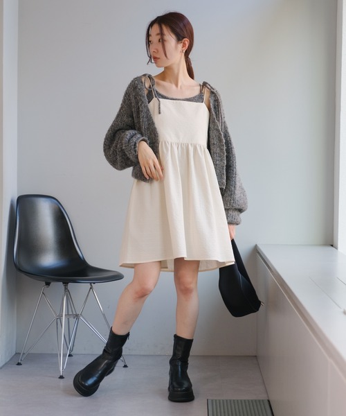 Kastane(カスタネ)の「ジャガードミニキャミワンピース(ワンピース・レディース・アイボリー/ブラック・FREE)」の12枚目の写真