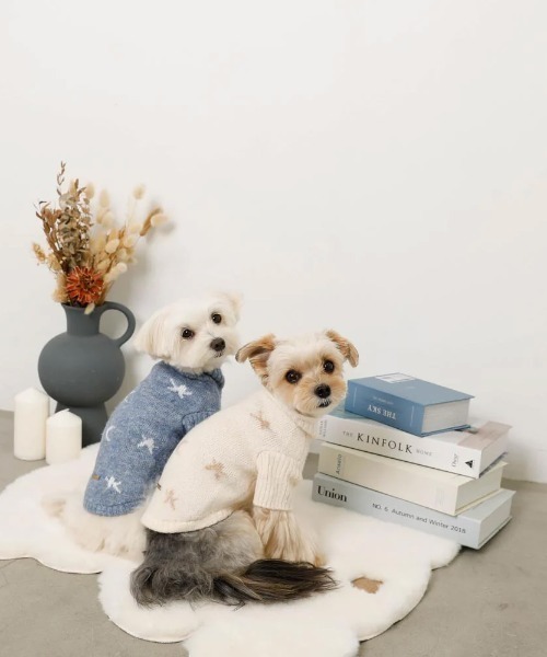 moncheri（モンシェリ）の「お星さまとお月さまハイネックニット / 犬服 / ドッグウェア（ペットウェア・レディース・アイボリー/ブルー・S/L/M/XL/2M/XS）」の21枚目の写真