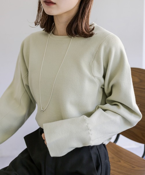 mystic（ミスティック）の「カーブスリーブニット（ニット/セーター・レディース・レッド/グリーン/アイボリー/ベージュ/ブラック/ブルー・FREE）」の5枚目の写真