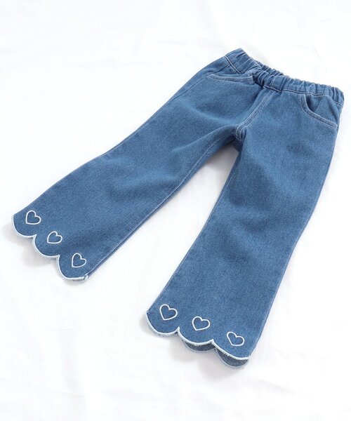 apres les cours（アプレレクール）の「【WEB限定】裏起毛スカラップハート刺繍パンツ（その他パンツ・キッズ・アイボリー/インディゴブルー/ブラウン・100/90/120/130/140/110/80）」の3枚目の写真