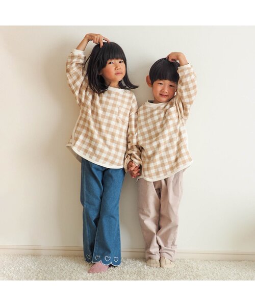 apres les cours（アプレレクール）の「【WEB限定】裏起毛スカラップハート刺繍パンツ（その他パンツ・キッズ・アイボリー/インディゴブルー/ブラウン・100/90/120/130/140/110/80）」の6枚目の写真