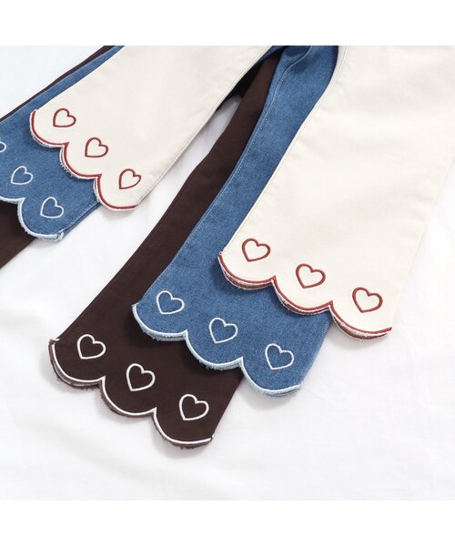 apres les cours（アプレレクール）の「【WEB限定】裏起毛スカラップハート刺繍パンツ（その他パンツ・キッズ・アイボリー/インディゴブルー/ブラウン・100/90/120/130/140/110/80）」の8枚目の写真