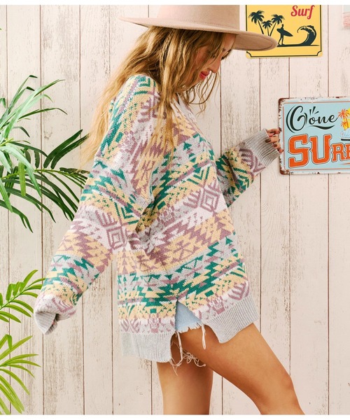 anap mimpi（アナップミンピ）の「オルテガVネックオーバーサイズニットトップス（ニット/セーター・レディース・ベージュ/ライトグレー・FREE）」の15枚目の写真