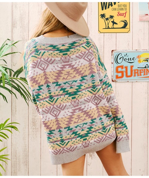 anap mimpi（アナップミンピ）の「オルテガVネックオーバーサイズニットトップス（ニット/セーター・レディース・ベージュ/ライトグレー・FREE）」の16枚目の写真