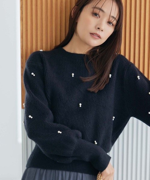 fifth(フィフス)の「ランダムパールニットプルオーバー(ニット/セーター・レディース・ベージュ/ホワイト/ブラック・M)」の2枚目の写真