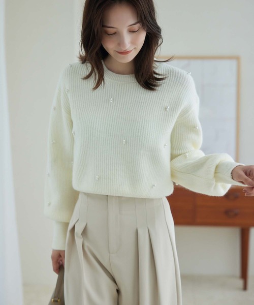 fifth(フィフス)の「ランダムパールニットプルオーバー(ニット/セーター・レディース・ベージュ/ホワイト/ブラック・M)」の12枚目の写真