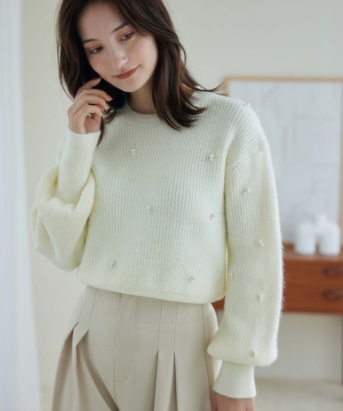 fifth(フィフス)の「ランダムパールニットプルオーバー(ニット/セーター・レディース・ベージュ/ホワイト/ブラック・M)」の13枚目の写真