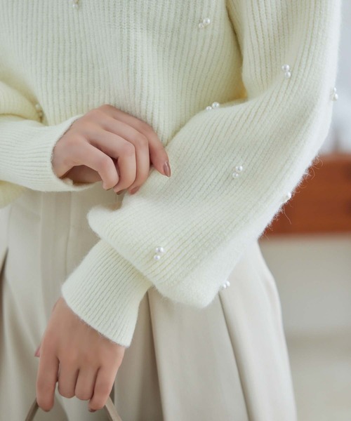 fifth(フィフス)の「ランダムパールニットプルオーバー(ニット/セーター・レディース・ベージュ/ホワイト/ブラック・M)」の14枚目の写真
