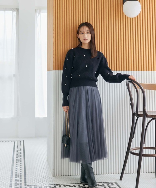 fifth(フィフス)の「ランダムパールニットプルオーバー(ニット/セーター・レディース・ベージュ/ホワイト/ブラック・M)」の10枚目の写真