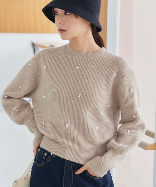 fifth(フィフス)の「ランダムパールニットプルオーバー(ニット/セーター・レディース・ベージュ/ホワイト/ブラック・M)」の4枚目の写真