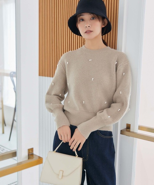 fifth(フィフス)の「ランダムパールニットプルオーバー(ニット/セーター・レディース・ベージュ/ホワイト/ブラック・M)」の5枚目の写真