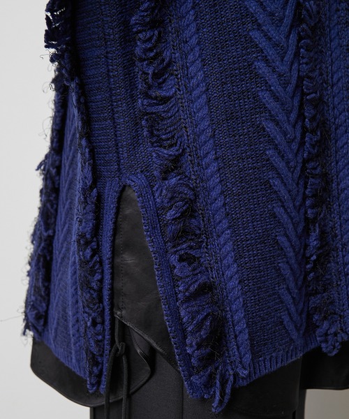 【SALE】ミックスフリンジニットベスト[ J by blue ]