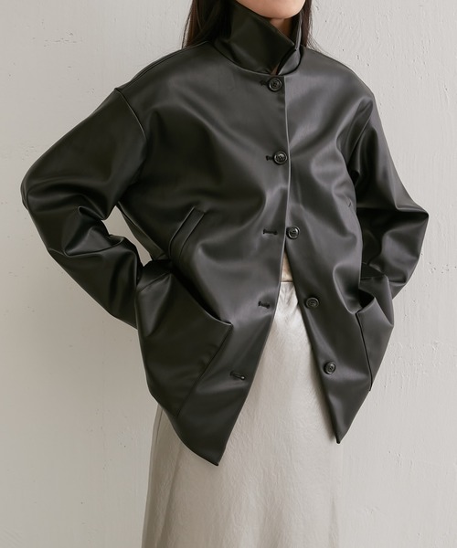 Lui's(ルイス)の「レザーカーコート(カバーオール・レディース・ブラック・FREE)」の5枚目の写真