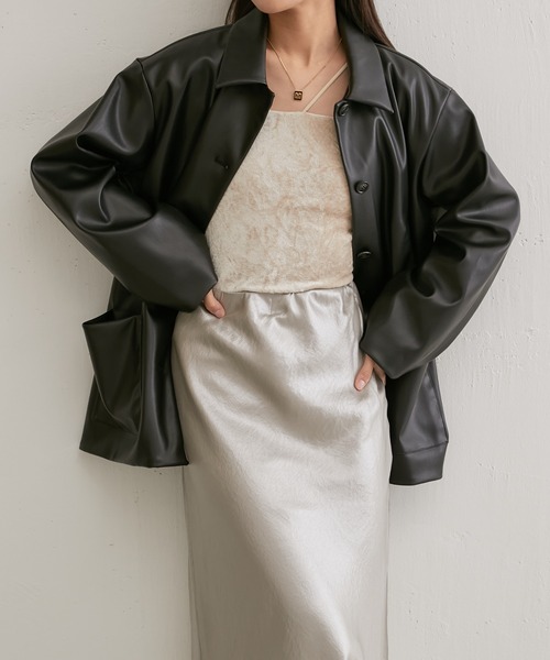 Lui's(ルイス)の「レザーカーコート(カバーオール・レディース・ブラック・FREE)」の7枚目の写真