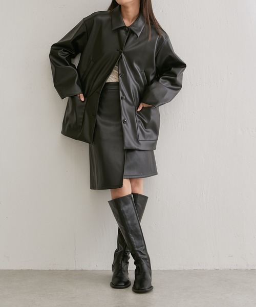 Lui's(ルイス)の「レザーカーコート(カバーオール・レディース・ブラック・FREE)」の12枚目の写真