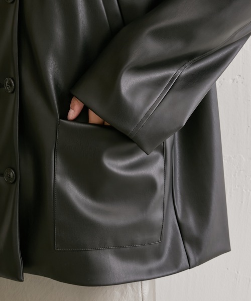 Lui's(ルイス)の「レザーカーコート(カバーオール・レディース・ブラック・FREE)」の2枚目の写真