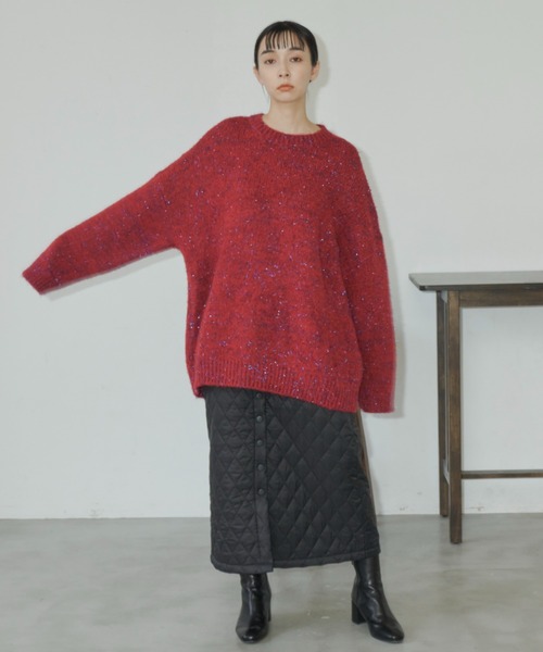 Libra Cue(リブラ キュー)の「ラメフェザーヤーンボリュームニット(ニット/セーター・レディース・ブラック/レッド・FREE)」の17枚目の写真