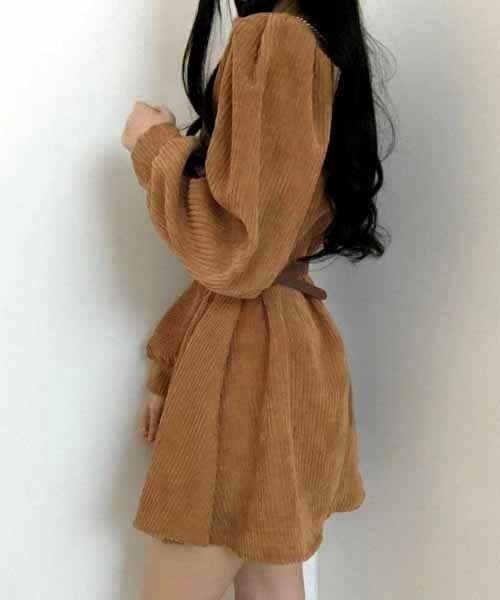 NANEA(ナネア)の「フレアシルエットコーデュロイワンピース(ワンピース・レディース・グレー/ブラック/ブラウン・MEDIUM/SMALL)」の14枚目の写真
