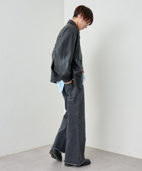 COLONY 2139(コロニートゥーワンスリーナイン)の「フリンジラウンドヘムデニム(デニムパンツ・メンズ・ブラック/サックスブルー・MEDIUM/LARGE)」の8枚目の写真